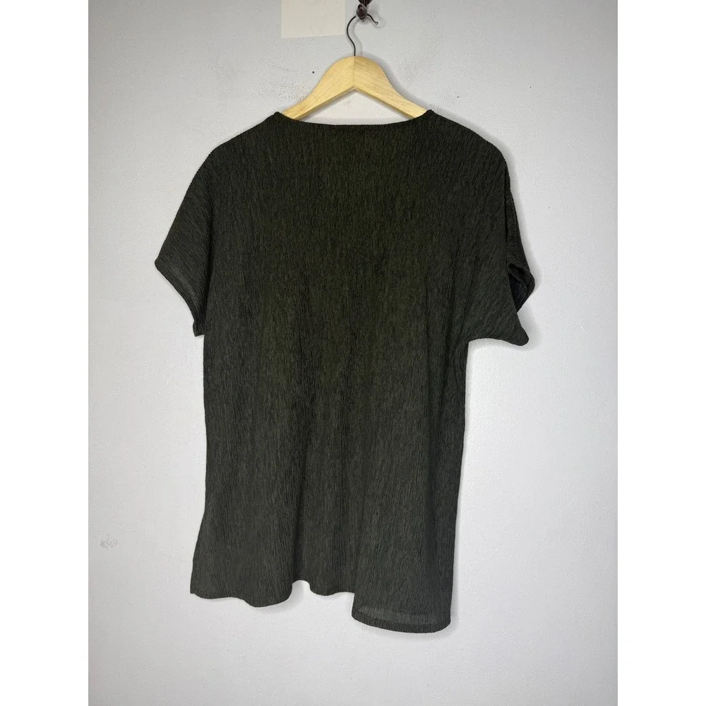 Eileen Fisher green Crinkle Textured Tunic Top and Wide Leg Pant set xs/s